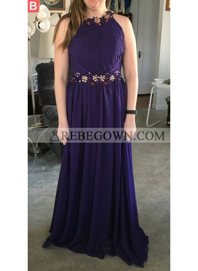 Cheap A-Line Chiffon Purple 2023 Prom Dresses