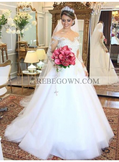 2023 Elegant A Line Off The Shoulder Long Sleeves Wedding Dresses