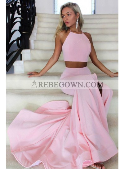 Charming Trumpet/Mermaid  Pale Pin Satin Two Pieces 2023 Prom Dresses