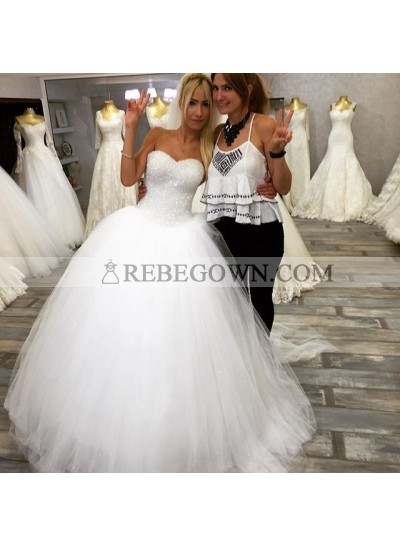 Ball Gown Sweetheart Sequence Tulle Princess Wedding Gown 2023