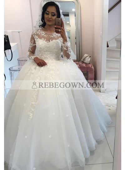 New 2023 Long Sleeves Organza Princess Ball Gown Wedding Dresses