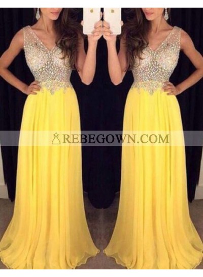 2023 Cheap Chiffon Princess/A-Line Beaded Daffodil Prom Dresses
