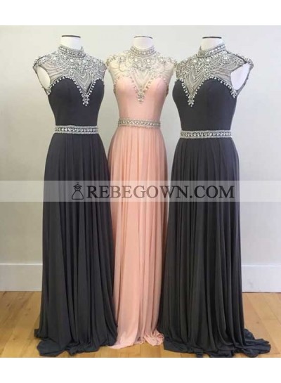New A-Line Black Chiffon 2023 Prom Dresses