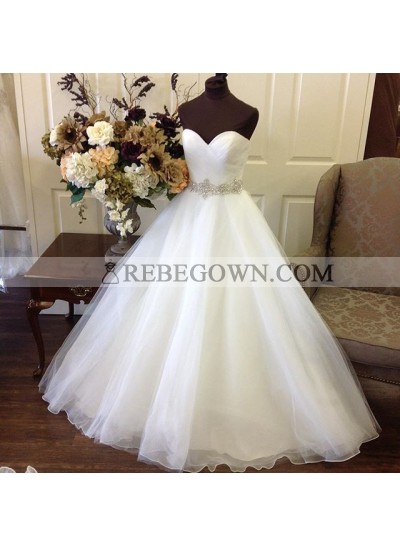 Cheap 2023 A Line Sweetheart Organza With Beaded Belt Wedding Dresses
