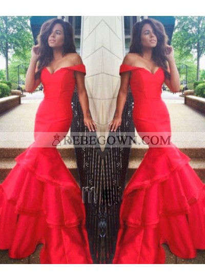 Sexy Trumpet/Mermaid  Sweetheart 2023 Satin Prom Dresses Red