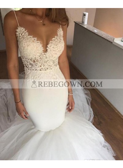 Sexy Mermaid  Sweetheart With Spaghetti Straps Tulle Wedding Dresses 2023