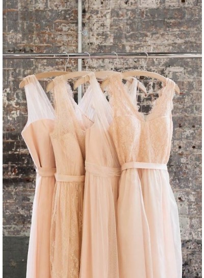 2024 New Arrival Blush Pink Long Tulle Bridesmaid Dresses / Gowns