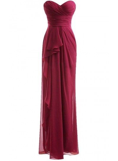 Classical Burgundy Sweetheart Empire Pleated  Floor Length Chiffon Bridesmaid Dresses / Gowns