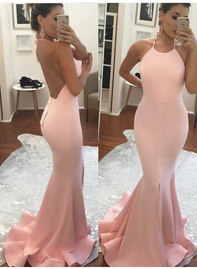 2022 Long Prom Dresses Sexy Trumpet/Mermaid  Pink Backless 