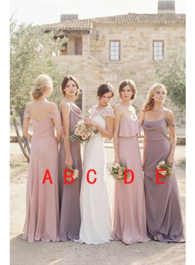 2023 New Arrival A Line Chiffon Floor Length Bridesmaid Dresses / Gowns