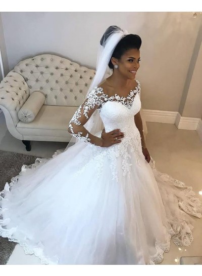 2024 Newly White Long Sleeves Off Shoulder Long Ball Gown Sweetheart Wedding Dresses