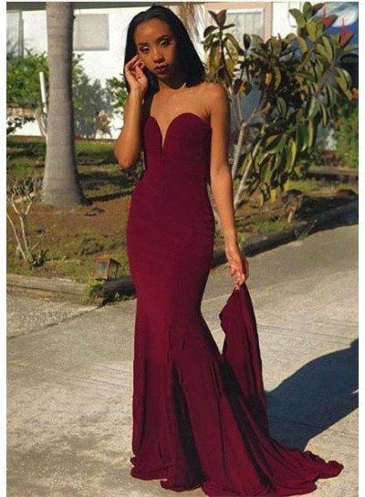 2022 Amazing Burgundy Sweetheart Mermaid  Long African American Prom Dresses