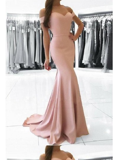 2022 Sweetheart Pink Bodice Mermaid  Off Shoulder Prom Dresses