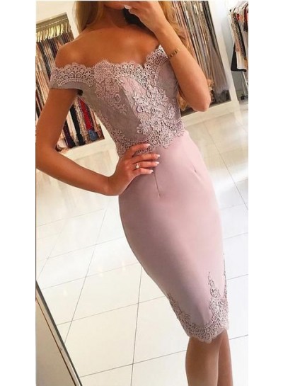 Sheath Off The Shoulder Lace Appliques Flowers Sexy Elegant Homecoming Dresses