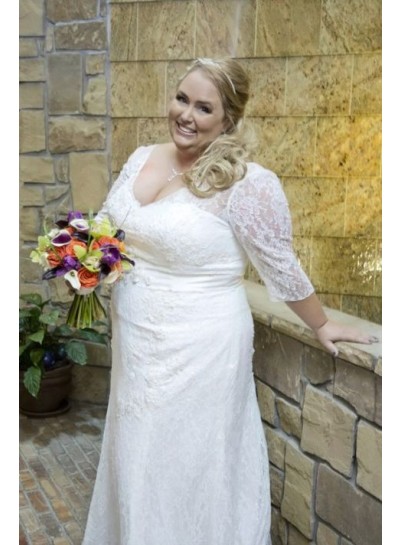 2024 Wedding Dresses Princess A-Line Long Sleeves Lace Plus Size Bridal Gowns