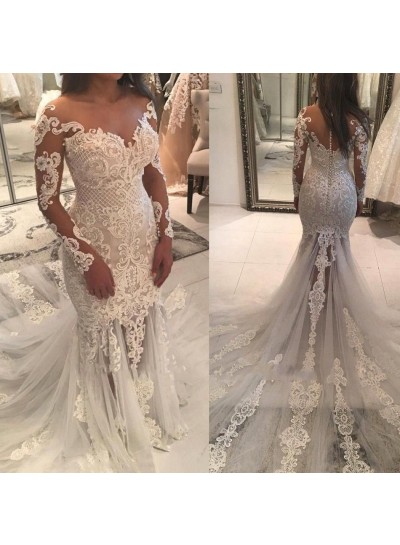 2024 Sexy Sheath Wedding Dresses Long Sleeves With Appliques Off Shoulder Bridal Gowns