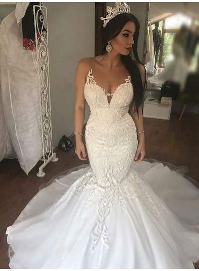 2024 Mermaid Sexy Wedding Dresses See Through Lace Sweetheart Long Bridal Gowns