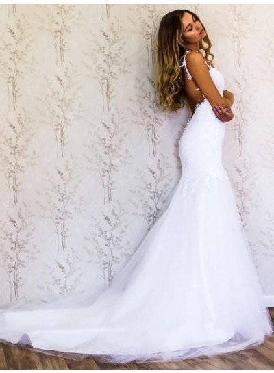 2024 Sexy White Wedding Dresses Mermaid Backless Sweetheart Long Classic Bridal Gowns