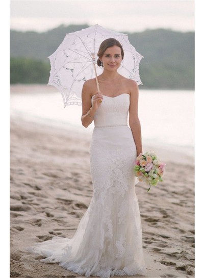 2023 Sheath New Arrival Wedding Dresses Sweetheart Beaded Belt Lace Bridal Gowns
