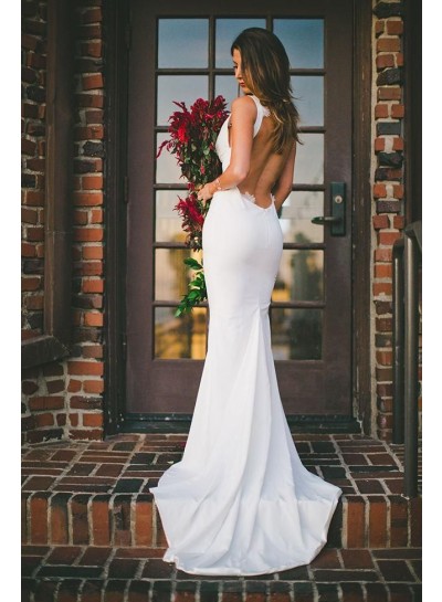2024 Mermaid Wedding Dresses Sweetheart Elastic Satin Backless Bridal Gowns
