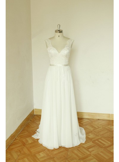 2024 Wedding Dresses Princess A-Line Chiffon Sweetheart Lace Backless Beach Bridal Gowns