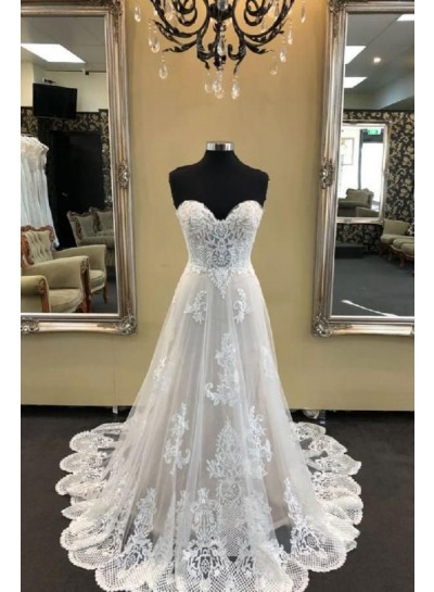 2023 Elegant Wedding Dresses A-Line Sweetheart Lace Hot Sale Beach