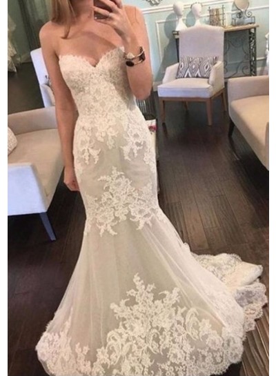 2024 Mermaid Newly Wedding Dresses Sweetheart Empire Strapless Lace
