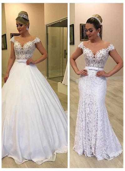 2024 New Arrival Wedding Dresses Detachable Train Lace Off Shoulder Ball Gown
