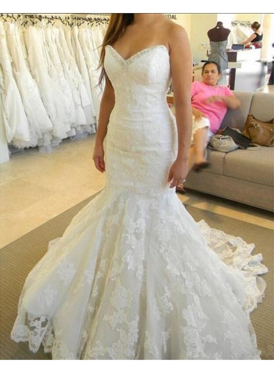 2023 Amazing Wedding Dresses Mermaid Sweetheart Lace Beaded Long