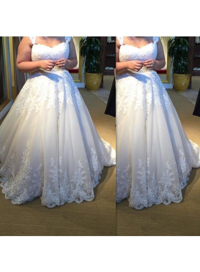 2024 New Arrival Wedding Dresses A-Line Sweetheart Tulle Lace Plus Size