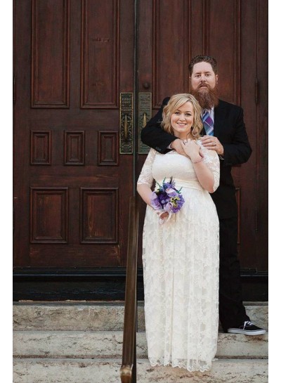 2024 A-Line Wedding Dresses Long Sleeves Lace Floor Length Plus Size