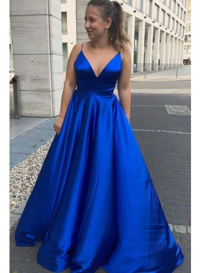 2023 Prom Dresses A Line Sweetheart Royal Blue Empire Long