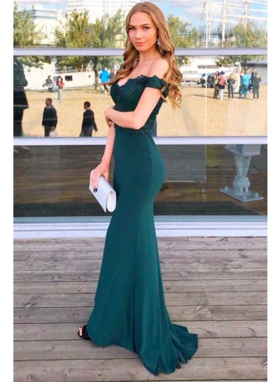 2024 Charming Prom Dresses Sheath Off Shoulder Sweetheart Lace Teal