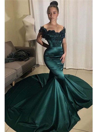 2024 Sexy Mermaid Prom Dresses Hunter Off Shoulder Long With Appliques