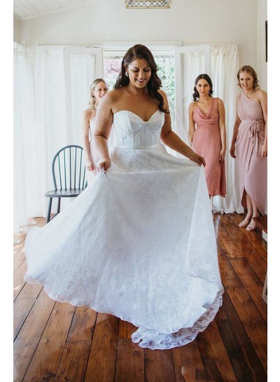 Sweetheart Lace Plus Size A Line White 2020 Beach Wedding Dresses