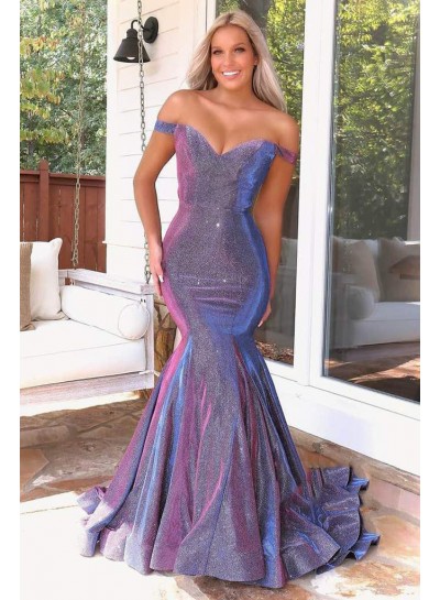 2023 Prom Dresses Mermaid Light Slate Gray Off Shoulder Sweetheart Two Pieces Long