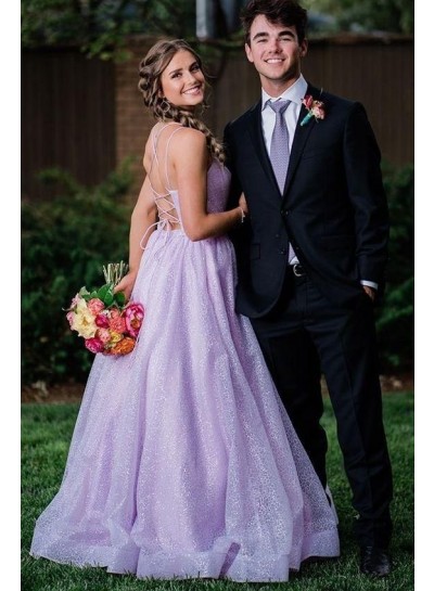 2024 Prom Dresses A Line Lilac Sweetheart Criss Cross Long With Straps