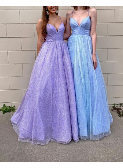 A Line Lilac Sweetheart Spaghetti Straps Long Prom Dresses 2023