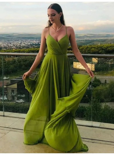 A-Line/Princess Chiffon Sleeveless Sweetheart 2024 Sweep/Brush Train Prom Dresses