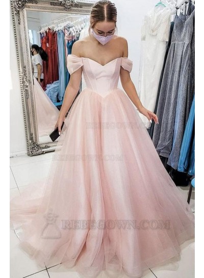 Ball Gown Off the Shoulder Tulle Sleeveless 2024 Sweep/Brush Train Prom Dresses