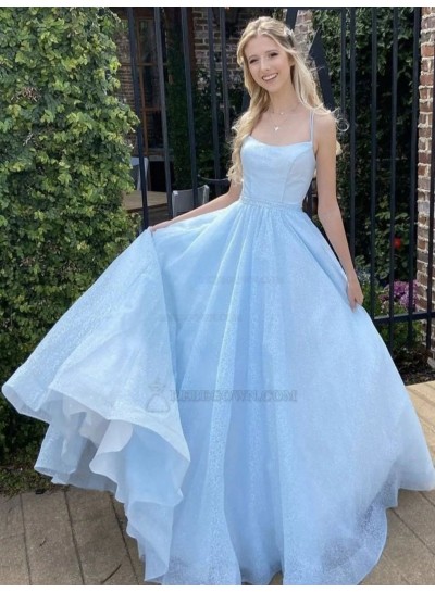 Ball Gown Spaghetti straps Tulle Sleeveless 2024 Sweep/Brush Train Prom Dresses