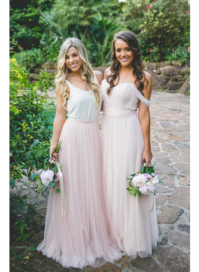 2024 Tulle A Line Off The Shoulder Bridesmaid Dresses
