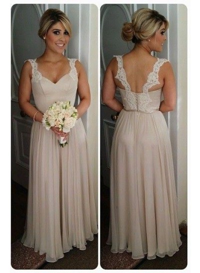 2024 New Arrival Champagne A Line Chiffon Floor Length Bridesmaid Dresses / Gowns