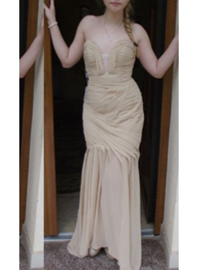 Ruching Long Floor length Column/Sheath Chiffon Prom Dresses