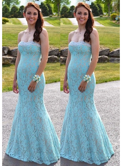 Backless Sweetheart Mermaid Lace Prom Dresses