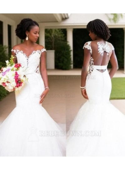 2025 Mermaid  Backless Tulle Wedding Dresses