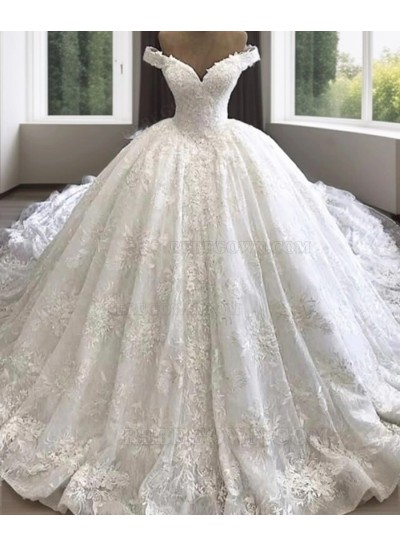 Off Shoulder Sweetheart Lace Long Ball Gown Wedding Dresses 2025