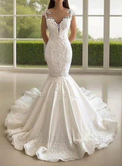 2025 Mermaid Sexy Wedding Dresses Backless Sweetheart Satin Lace Bridal Gowns
