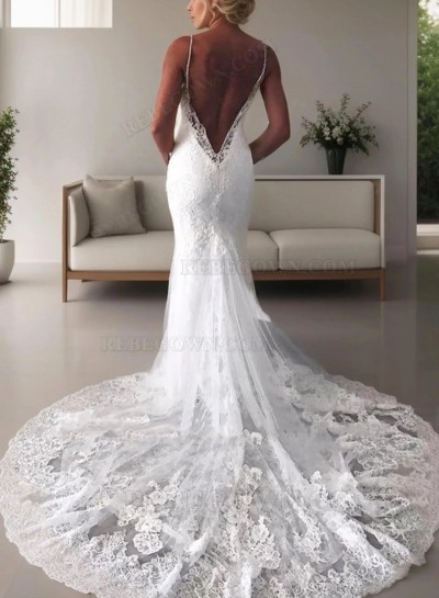 2025 Mermaid New Wedding Dresses Sweetheart Backless Lace Beach Bridal Gowns