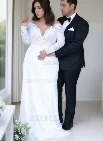 2025 Princess A-Line Wedding Dresses New Arrival White Long Sleeves Sweetheart Lace Plus Size Bridal Gowns